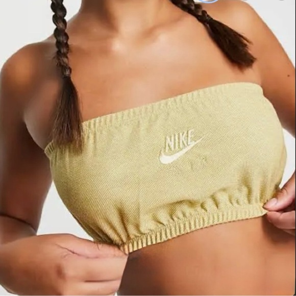 Nike Dri-FIT Bandeau Top Women’s Size Large Gold Yellow NWT - Picture 1 of 4